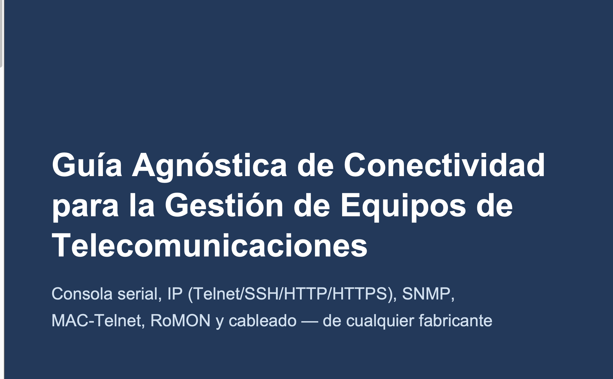 Guía Agnóstica de Conectividad para la Gestión de Equipos de Telecomunicaciones