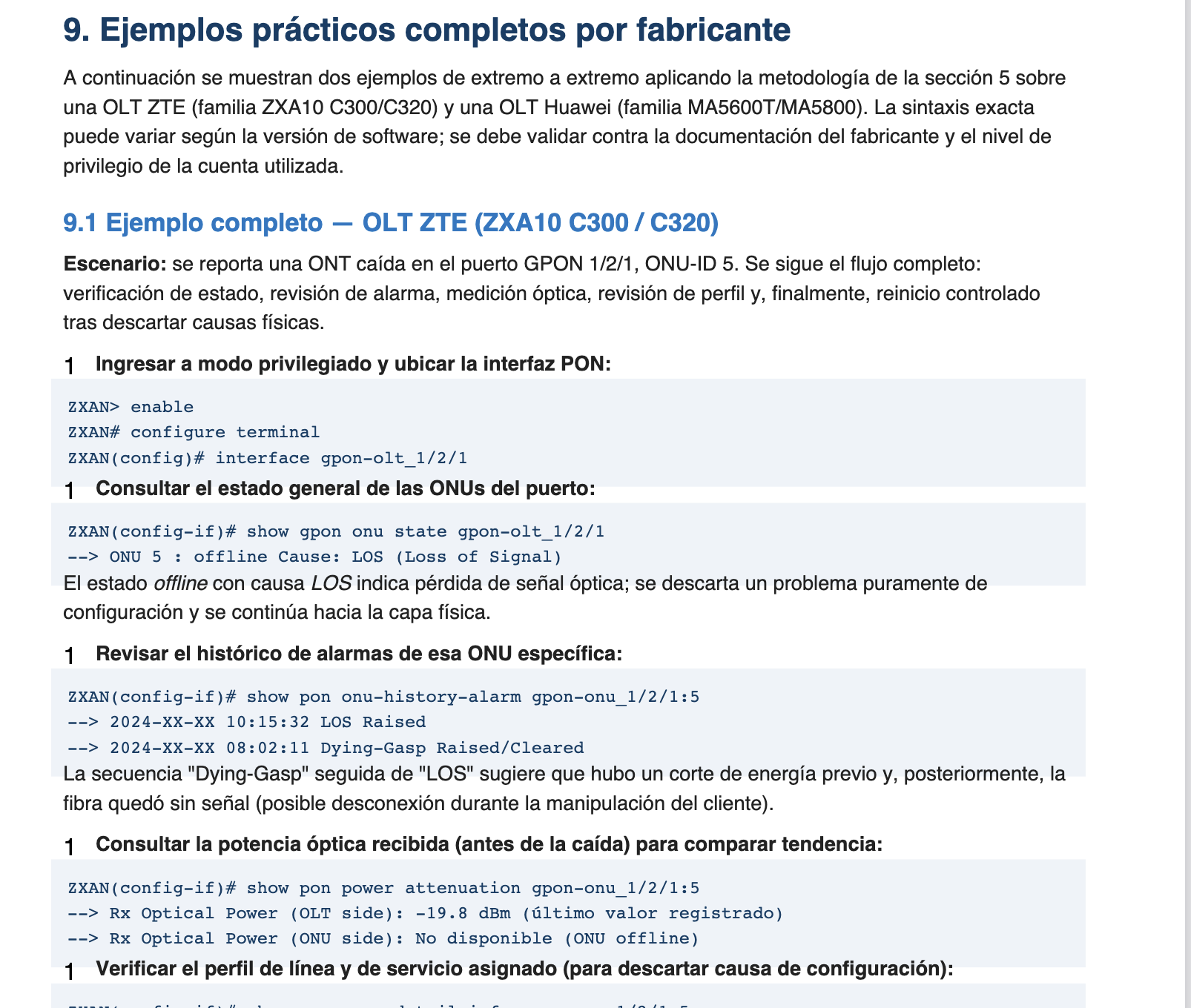 Guía de Troubleshooting ONTs GPON