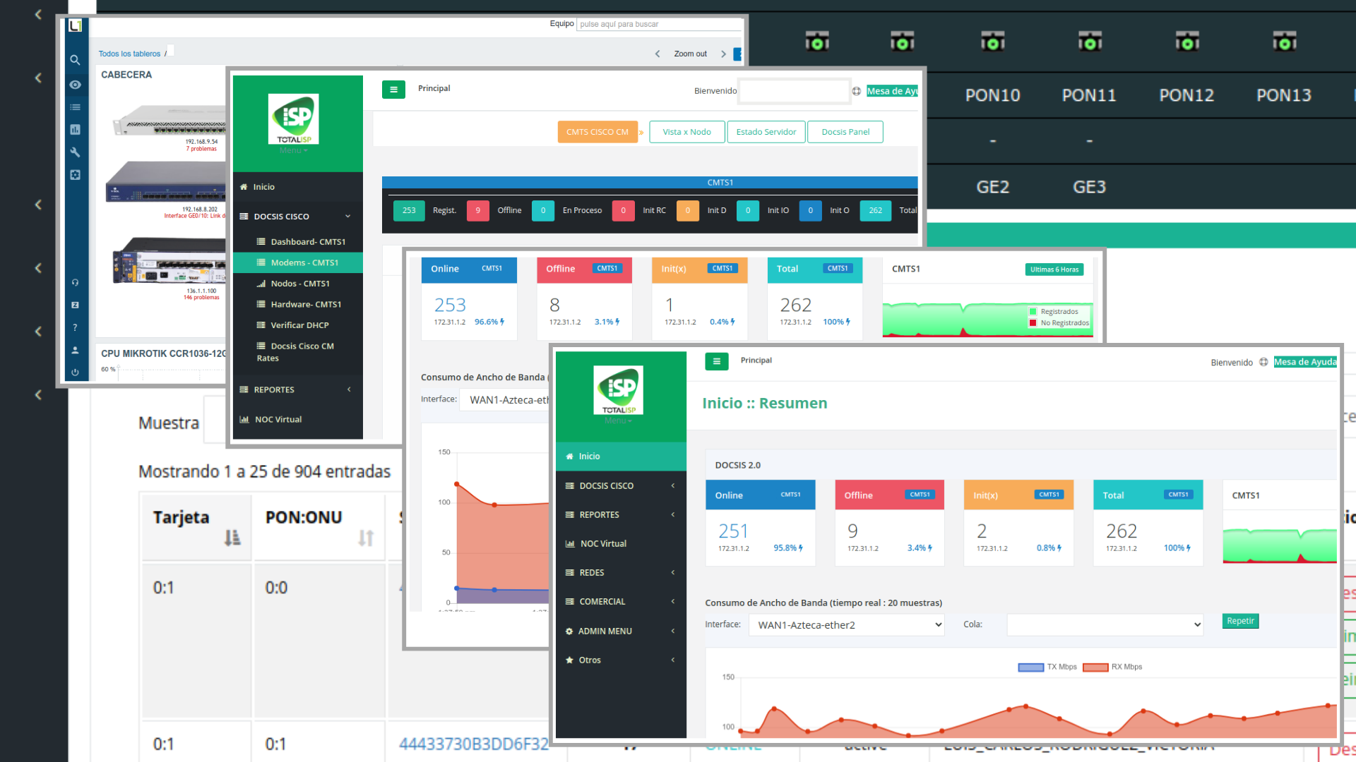 Somos una empresa 
        desarrolladora de software y aplicaciones en la nube vía WEB, sobre plataformas Docsis, FTTX y EOC, permitiendo el monitoreo por medio de gráficas en tiempo real, de los usuarios registrados, los consumos en los enlaces contratados, reportes en linea de forma consolidada o individual de los registros por nodos